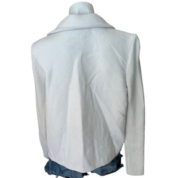 Splendid White Double Breasted Sweater Jacket SMALL Felted Boxy Career Wool $198 - Picture 7 of 10